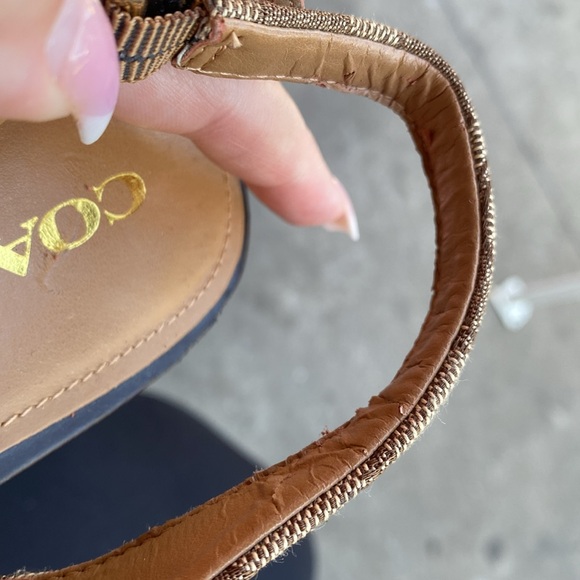 Coach ferry signature C Jacard calf Brown wedge cork shoes - Picture 12 of 13